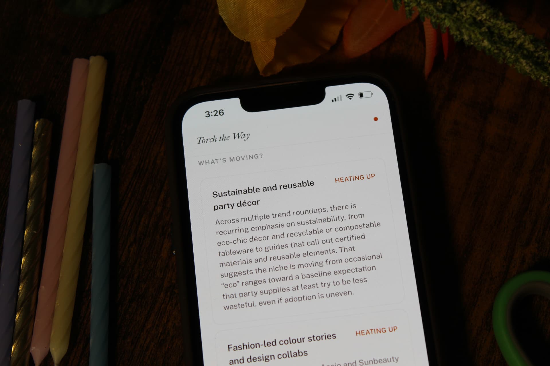 The What's Moving section of a Torch report on a phone